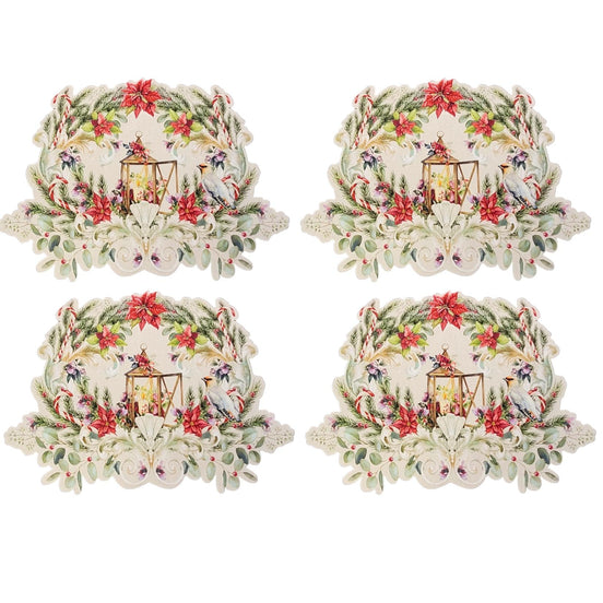 Maison Charlo - Set of 4 Waterproof Garland Placemats Christmas - Off White
