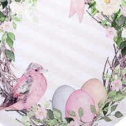 Set of 4 Easter Striped Bird Rose Covers for Round Placemats 14