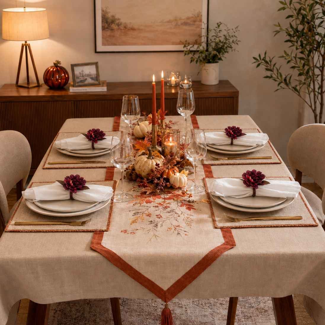 Maison Charlô | Conjunto de 4 Anéis de Guardanapo de Cravo Marsala Vermelho para eventos, casamento, festa, aniversário