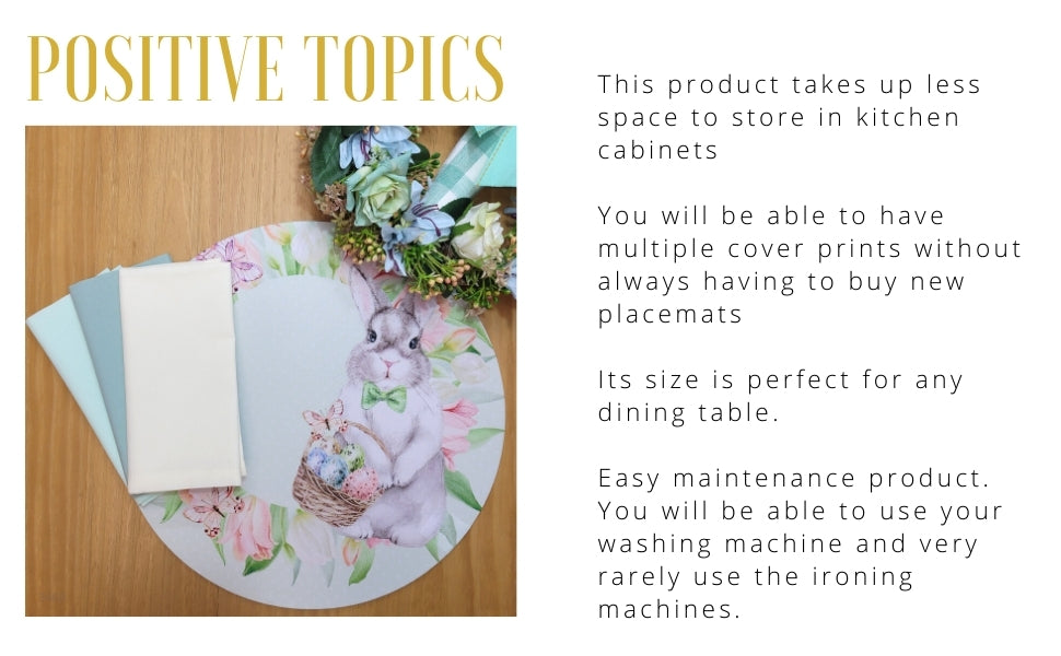 Conjunto com 4 Capas de Balão de Rosas de Páscoa para Jogos Americanos Redondos 35 cm de Diâmetro Poliéster para Mesa de Cozinha Mesa de Jantar Lavável