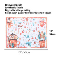 Set of 4 Placemats Christmas Candy Cloth Waterproof 17