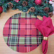 Conjunto de 4 capas de lugar-americano redondas xadrez natalino 35,5 cm diâm. | Vermelho