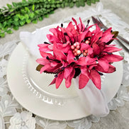 Maison Charlo Conjunto de 4 Anéis de Guardanapo de Flores Lírios Rosa Celebração