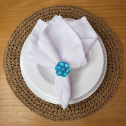 Charlo's Set of 4 Turquoise Delicate Flower Napkin Rings for Wedding, Thanksgiving, Christmas, Wedding, Banquet, Birthday