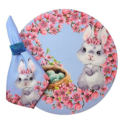 Charlo's Easter Cloth Napkins Bunny Cherry Tree Reusable Soft Durable Dinner