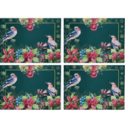 Set of 4 Placemats Christmas Bird Cloth Waterproof 17