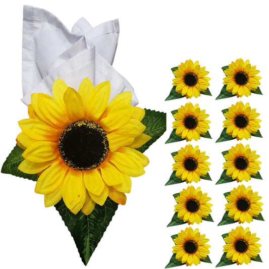 Maison Charlô | Wholesale Set of 10 Sunflower Napkin Rings for party, wedding, shopkeeper, birthday, restaurant