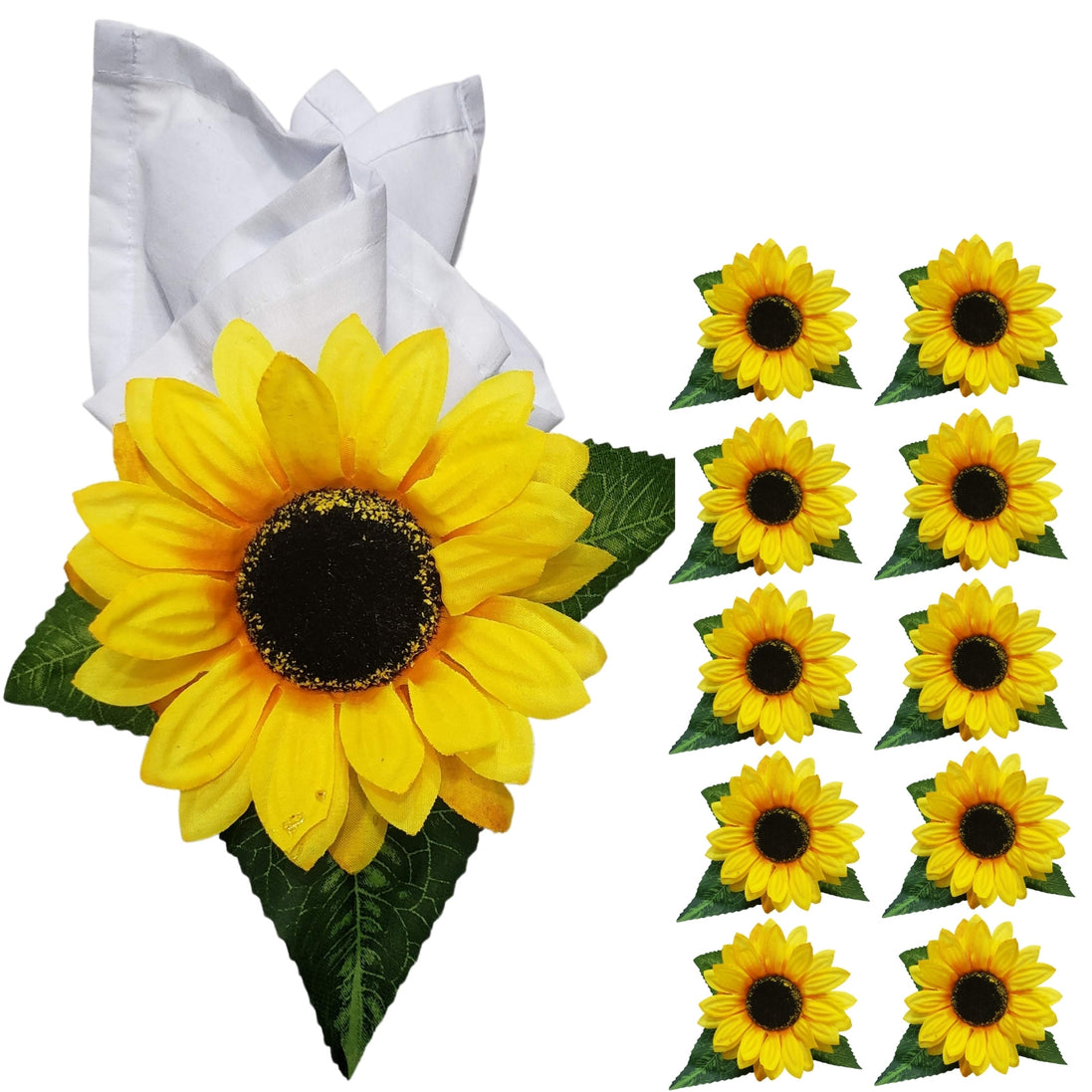 Maison Charlo | Wholesale Set of 10 Sunflower Napkin Rings for party, wedding, shopkeeper, birthday, restaurant
