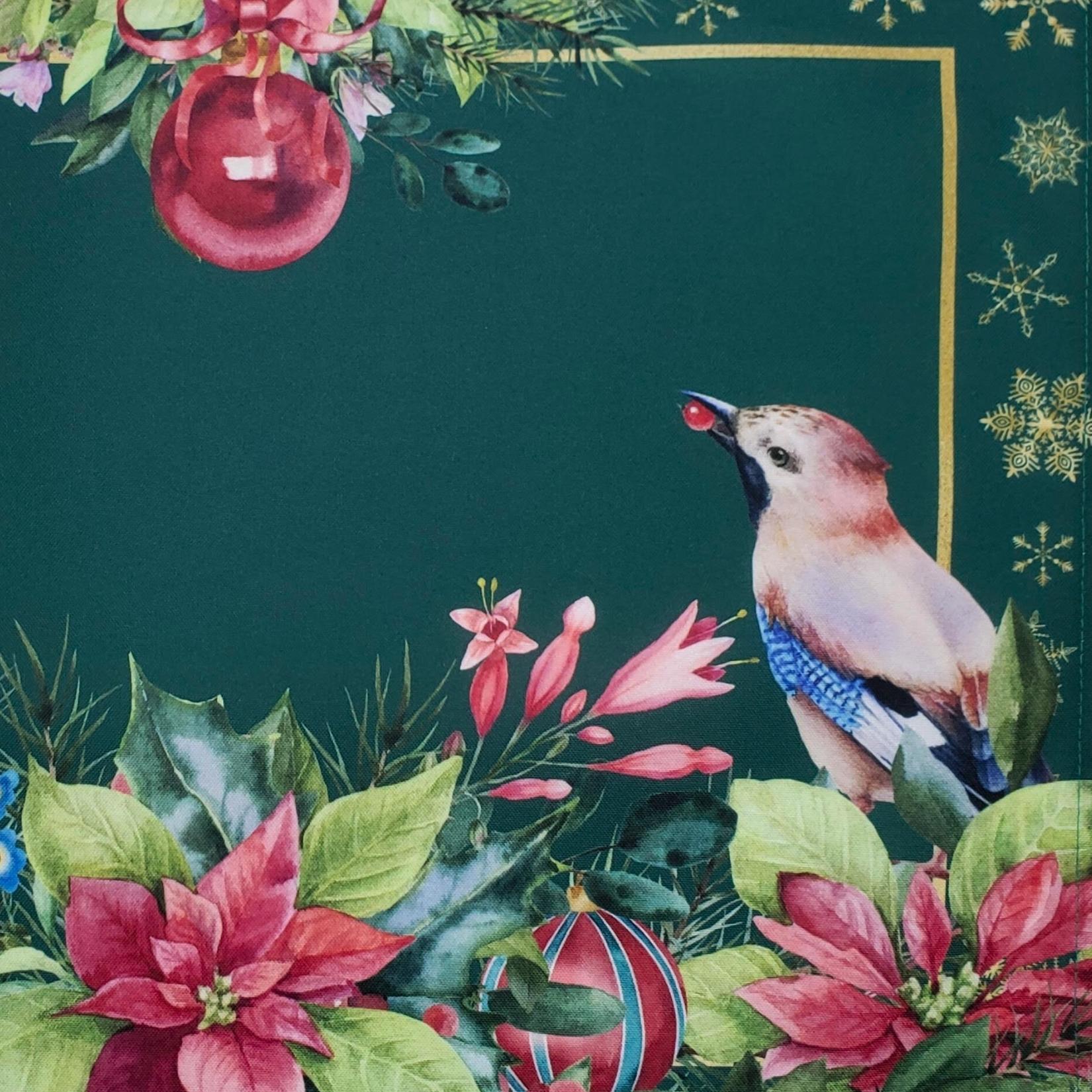 Set of 4 Placemats Christmas Bird Cloth Waterproof 17