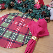 Conjunto de 4 capas de lugar-americano redondas xadrez natalino 35,5 cm diâm. | Vermelho