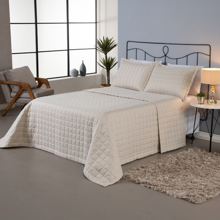 Queen Reversible Quilted Bedspread Set 3 Pieces Sand Beige Soft – 100% Polyester Bedding