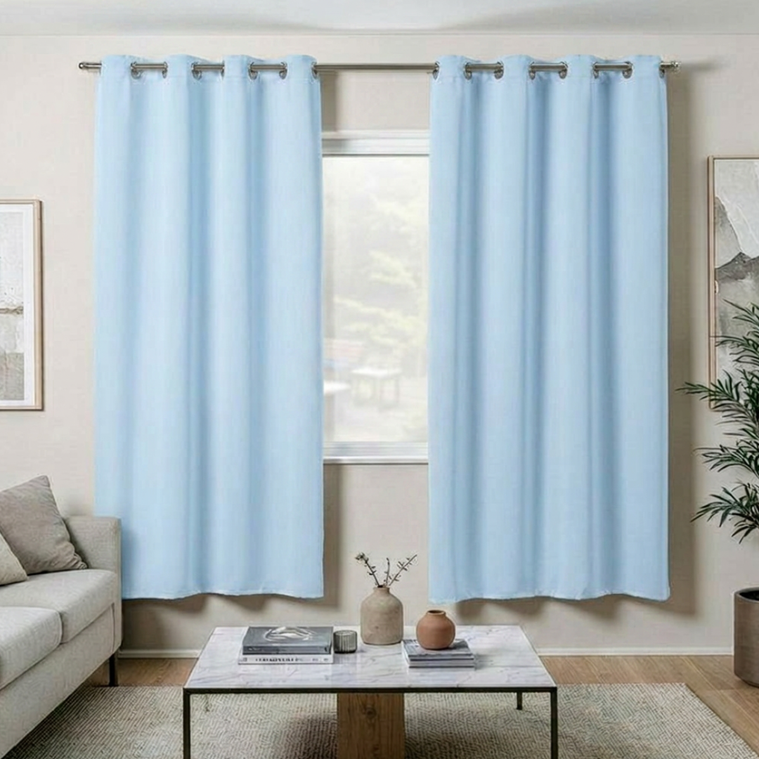 Maison Charlo Basic Blackout Curtain – Blue – 2.20 x 1.30 m – Set of 2 Panels