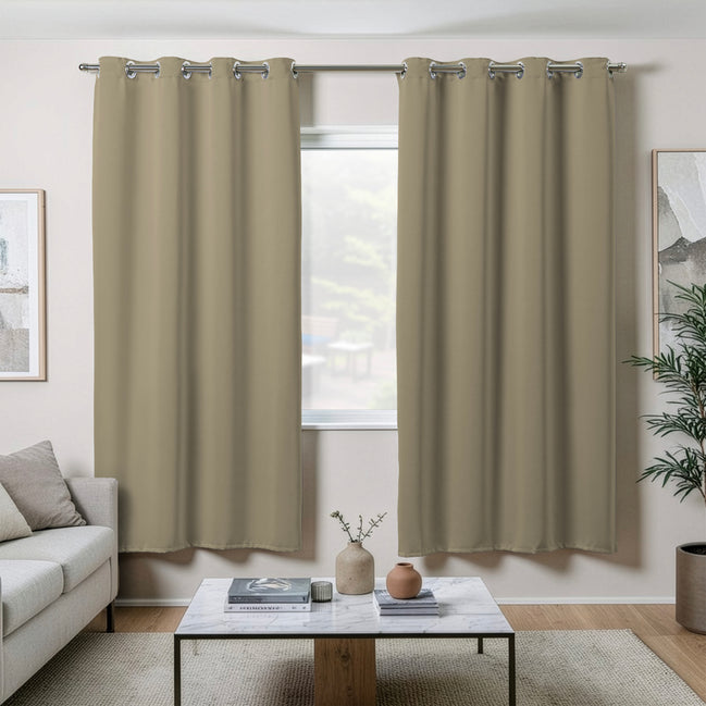 Maison Charlo Basic Blackout Curtains – Beige – 118 x 98 in – Set of 2 Panels