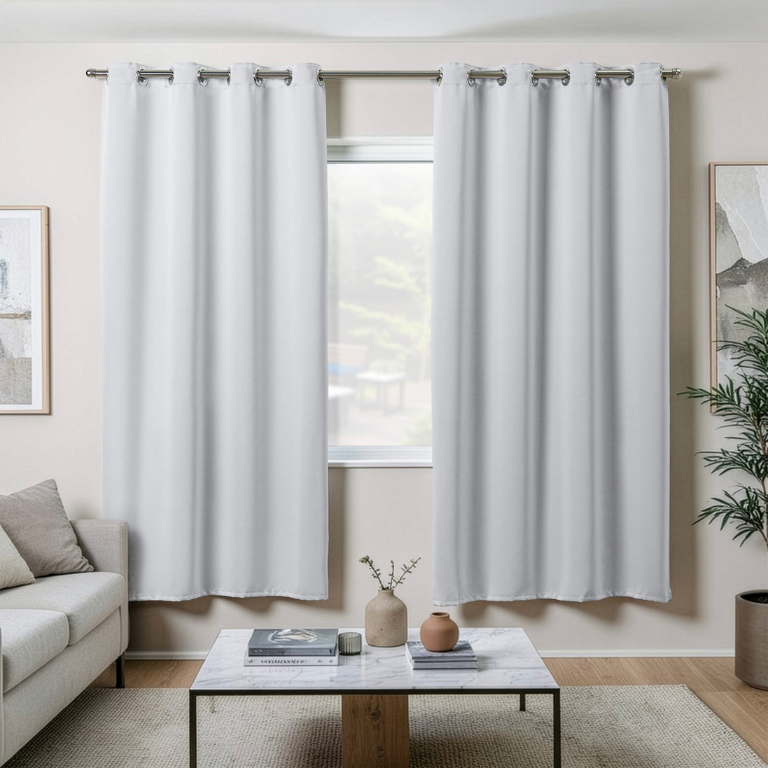 Maison Charlo Basic Blackout Curtains – White – 236 x 98 in – Set of 2 Panels