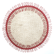 Charlo's Set of 2 Red Beige Sustainable Brazilian Jute Liz Round Placemats Sousplat 16
