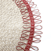 Charlo's Set of 2 Red Beige Sustainable Brazilian Jute Liz Round Placemats Sousplat 16