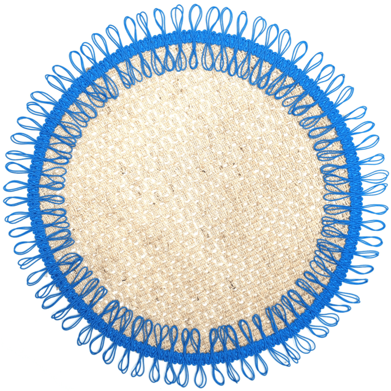 Charlo's Set of 2 Blue Sustainable Brazilian Jute Liz Round Placemats Sousplat 16