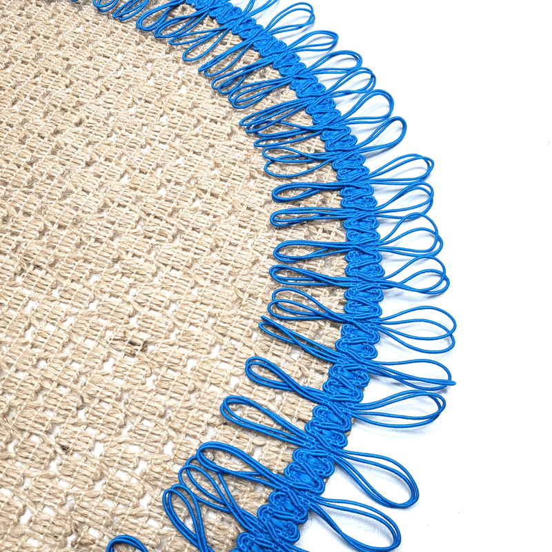 Charlo's Set of 2 Blue Sustainable Brazilian Jute Liz Round Placemats Sousplat 16" dia