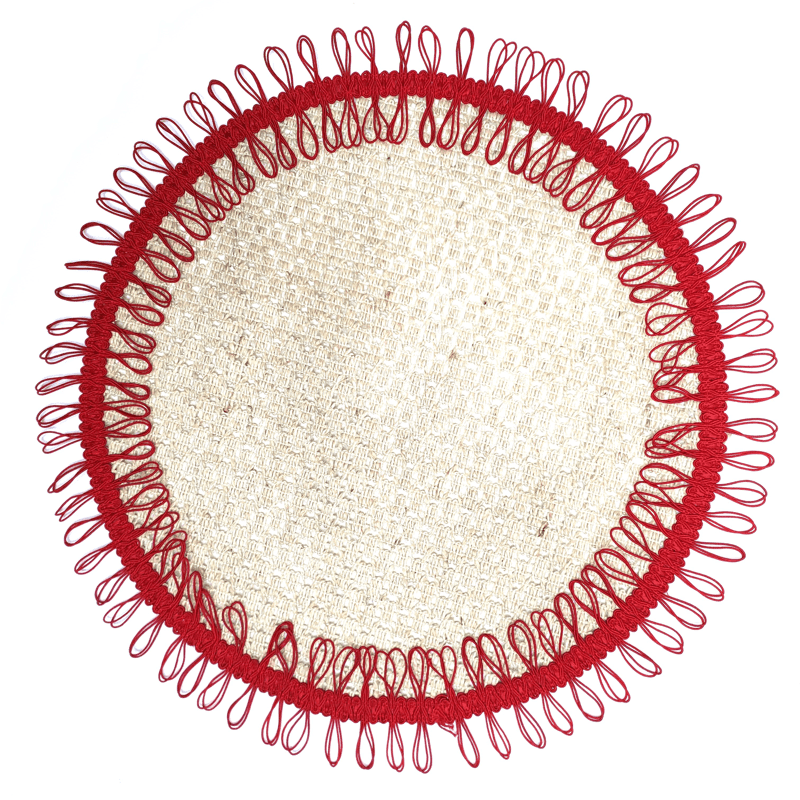 Charlo's Set of 2 Red Sustainable Brazilian Jute Liz Round Placemats Sousplat 16