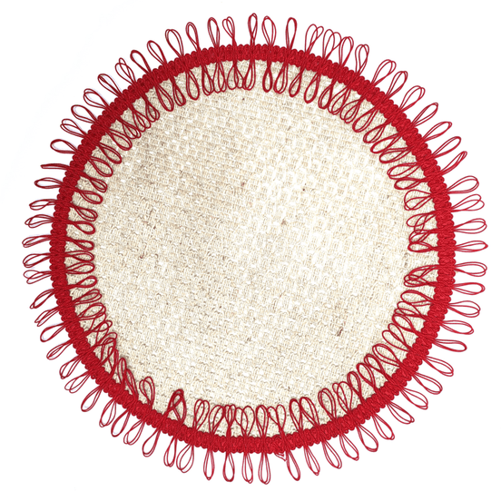 Charlo's Set of 2 Red Sustainable Brazilian Jute Liz Round Placemats Sousplat 16" dia