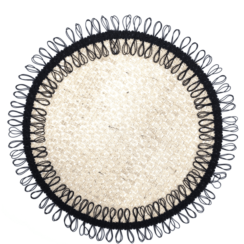 Charlo's Set of 2 Black Sustainable Brazilian Jute Liz Round Placemats Sousplat 16