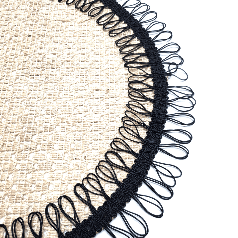 Charlo's Set of 2 Black Sustainable Brazilian Jute Liz Round Placemats Sousplat 16