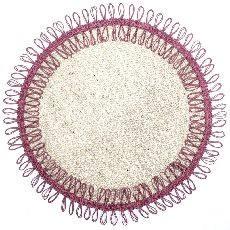 Charlo's Set of 2 Pink Sustainable Brazilian Jute Liz Round Placemats Sousplat 16