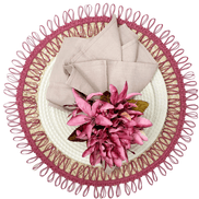 Charlo's Set of 2 Pink Sustainable Brazilian Jute Liz Round Placemats Sousplat 16