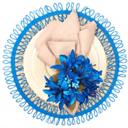 Charlo's Set of 2 Blue Sustainable Brazilian Jute Liz Round Placemats Sousplat 16