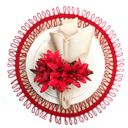 Charlo's Set of 2 Red Sustainable Brazilian Jute Liz Round Placemats Sousplat 16