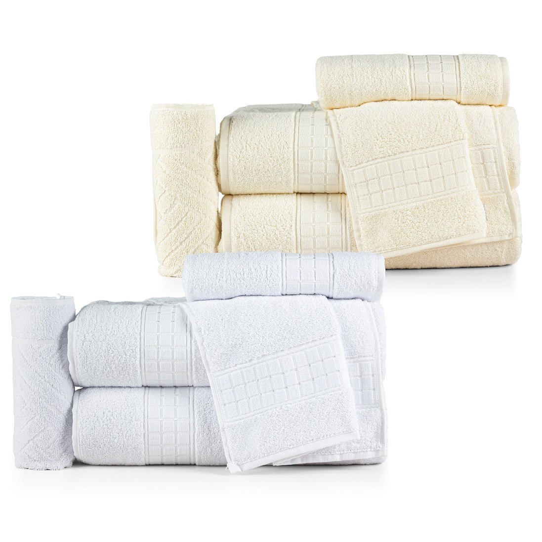 5-Piece Cotton Towel Set White Class – Bath, Hand & Bath Mat 450 GSM Soft Absorbent