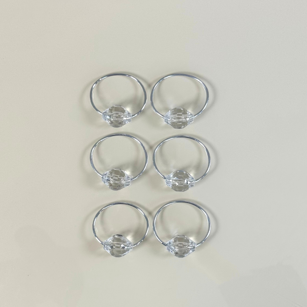Set of 6 Crystal Napkin Rings – Elegant Acrylic Stone Design 1.6 x 1.2 in Table Decor