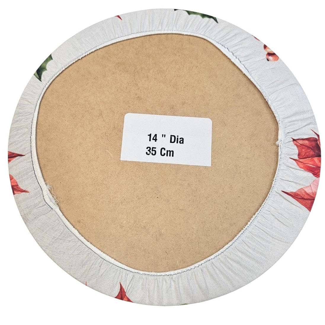 Set of 4 Round Placemats Covers Red Christmas Flower 14" Dia Synthetic | Red