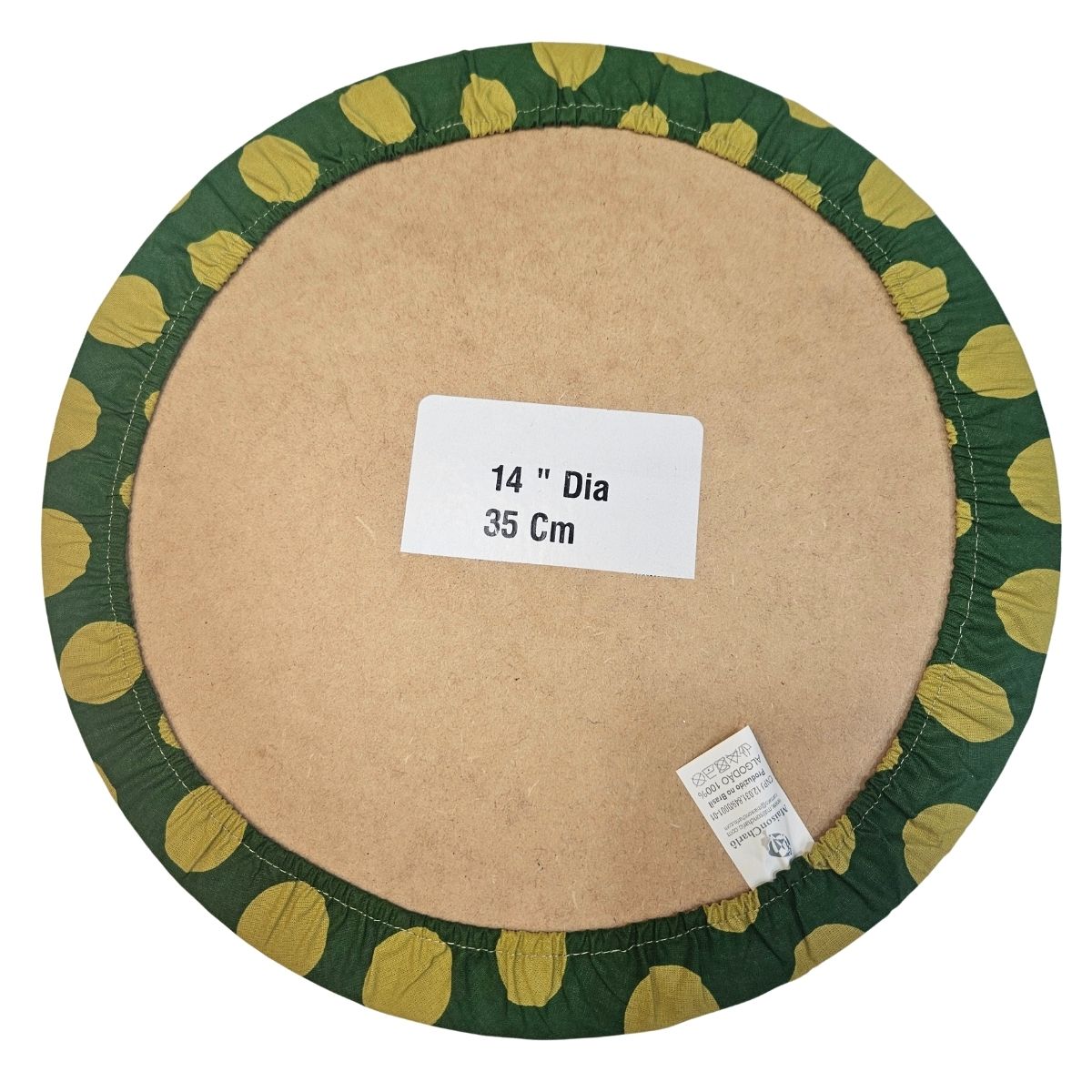 Set of 4 Cotton Placemat Covers with Large Green and Gold Polka Dots 14