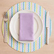 Charlo's Set of 4 Round Placemats Covers Paint ZigZag II 14 Dia inch