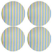 Charlo's Set of 4 Round Placemats Covers Paint ZigZag II 14 Dia inch