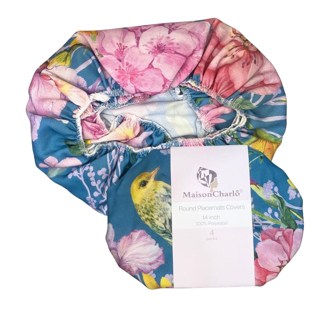 Set of 4 Round Placemats Covers Blue Bird Versailles 14 Dia inch