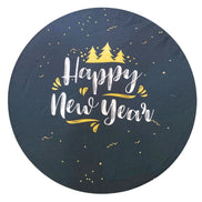 Set of 4 Round Placemats Covers Christmas Happy New Year Cloth 14