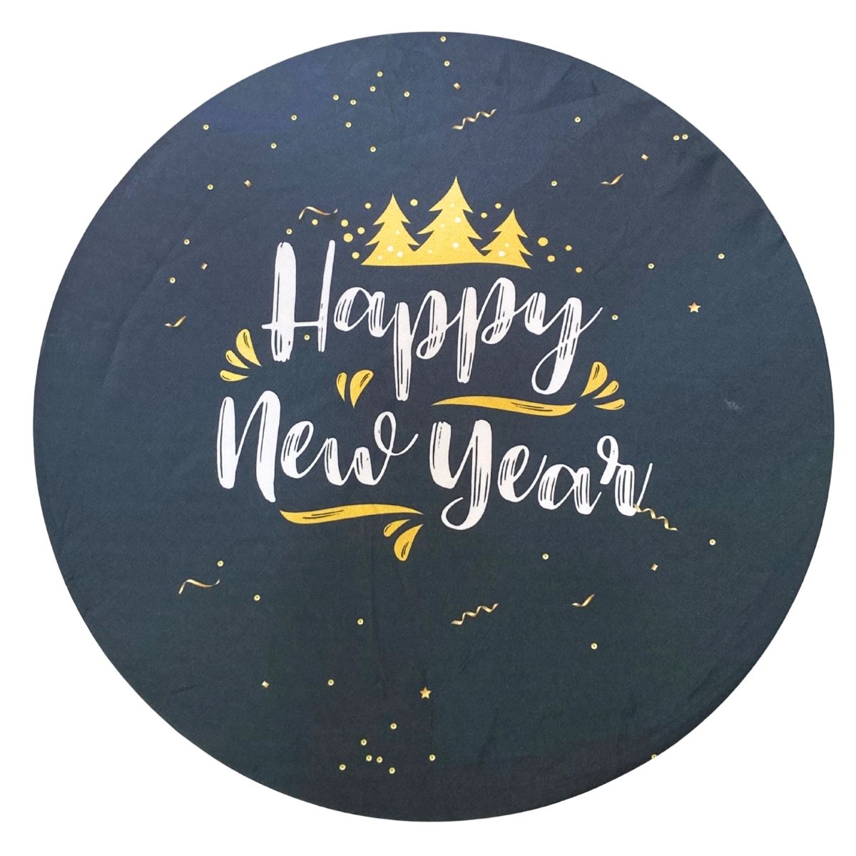 Set of 4 Round Placemats Covers Christmas Happy New Year Cloth 14