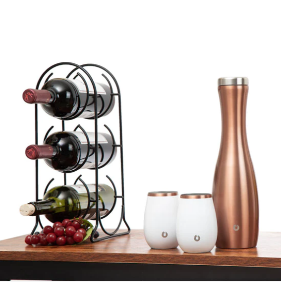 Decor Accessory - Stainless Steel Ice Bucket with Grand Pinot Wine Glass Set, Marble