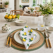 Set of 12 Synthetic Cloths Napkins Sicilian Lemon 13.8 x 13.8 in