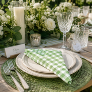 Set of 12 Synthetic Cloths Napkins Farmhouse Green Check 13.8 x 13.8 in