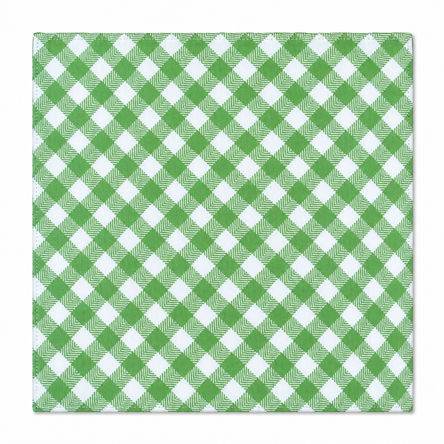 Set of 12 Synthetic Cloths Napkins Farmhouse Green Check 13.8 x 13.8 in
