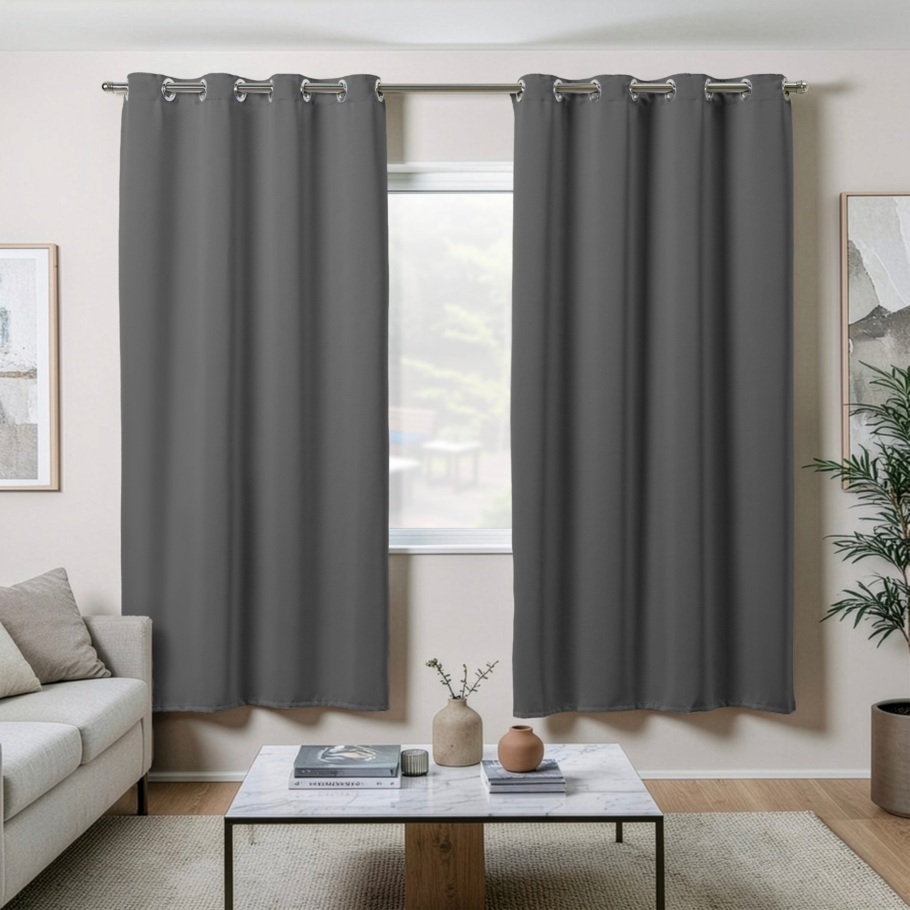 Maison Charlo Basic Blackout Curtains – Charcoal – 118 x 98 in – Set of 2 Panels