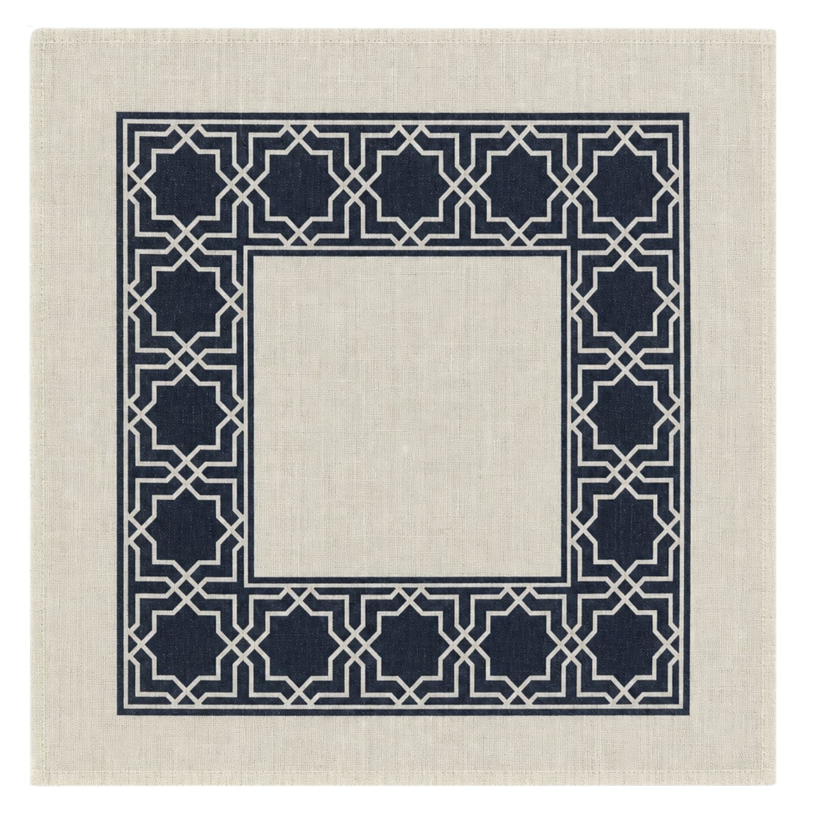 Charlo’s Set of 4 Cloth Blend Napkins Geometric Navy 18