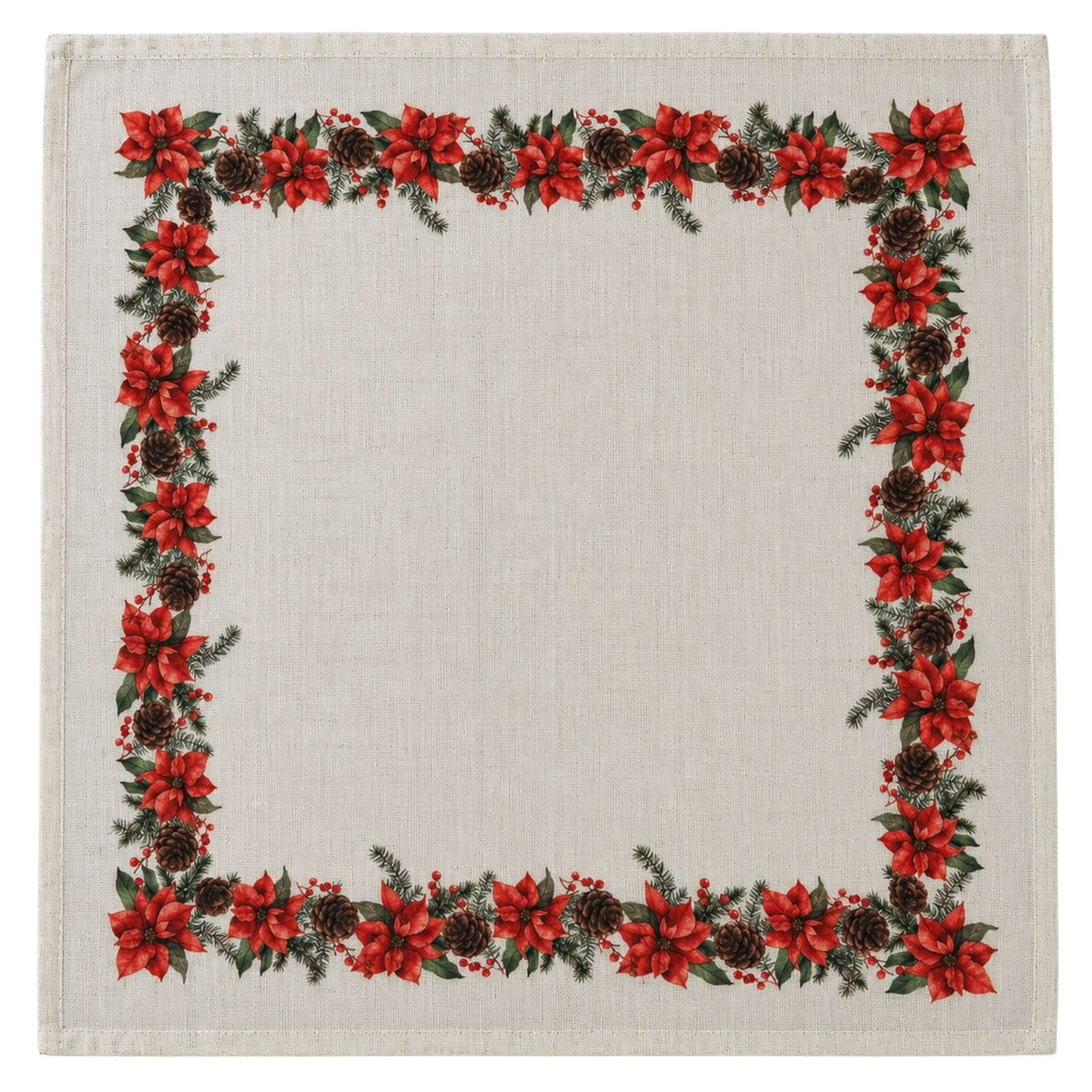 Charlo’s Set of 4 Christmas Farmhouse Napkins Poinsettia 18" x 18"