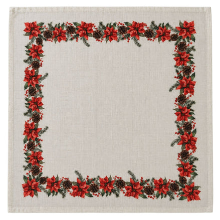 Charlo’s Set of 4 Christmas Farmhouse Napkins Poinsettia 18" x 18"