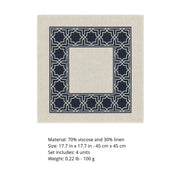 Charlo’s Set of 4 Cloth Blend Napkins Geometric Navy 18
