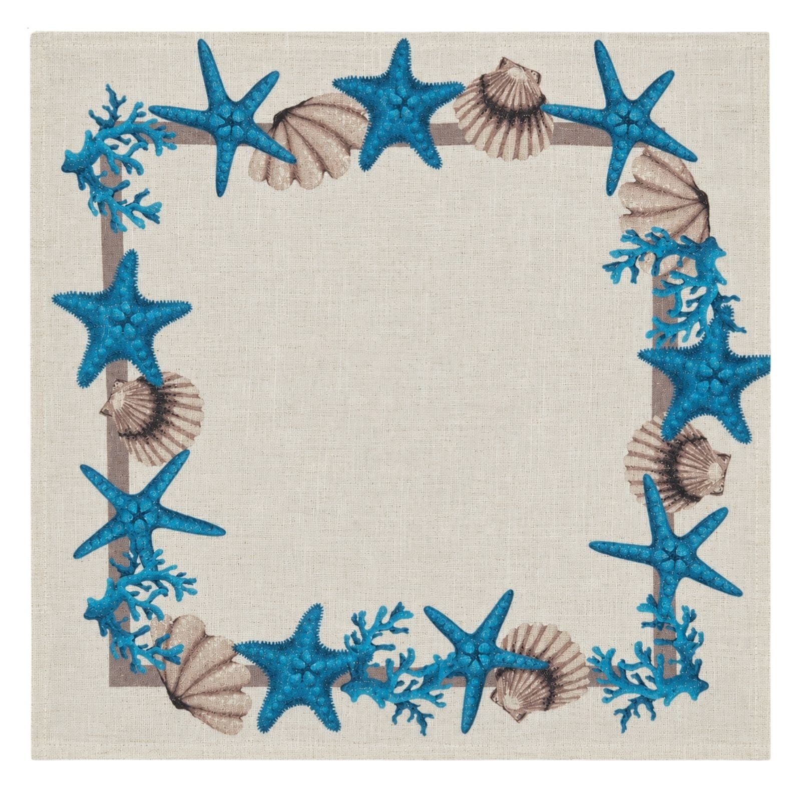 Charlo’s Set of 4 Cloth Napkin Coastal Starfish 18