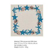 Charlo’s Set of 4 Cloth Napkin Coastal Starfish 18